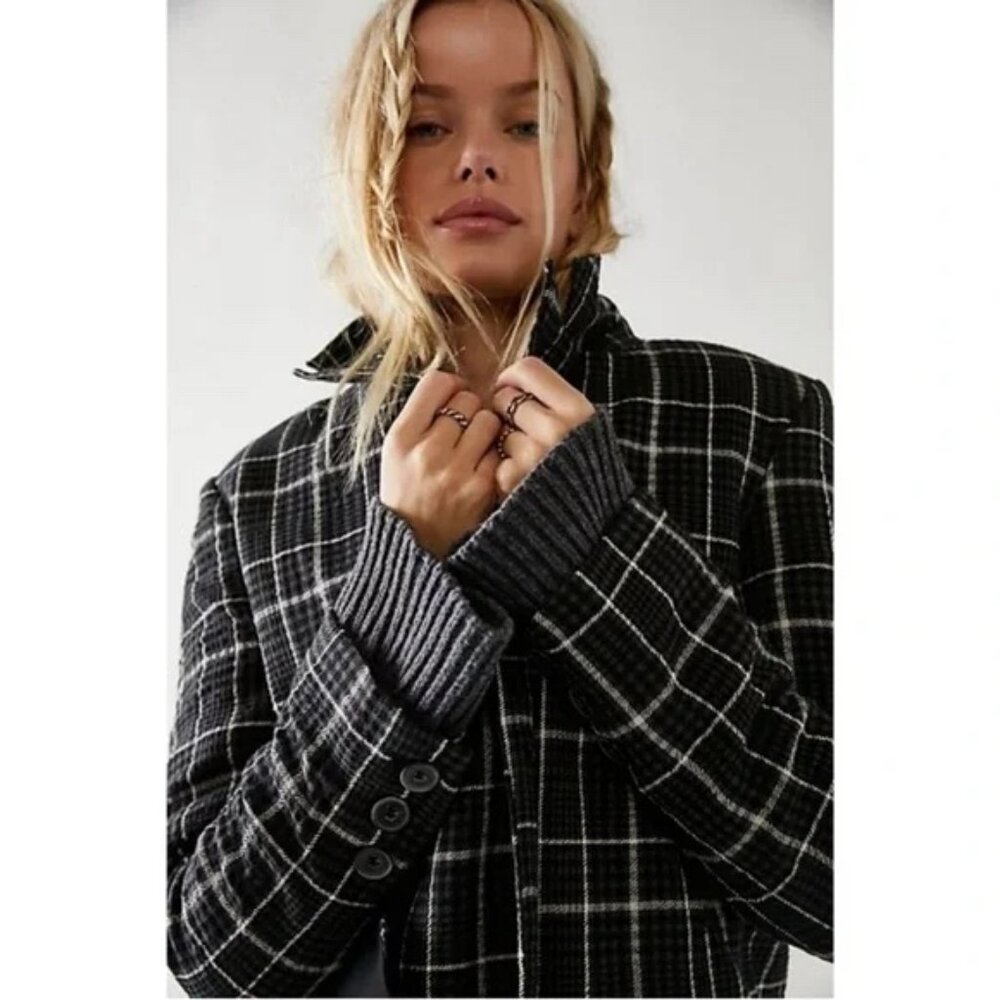 WE THE FREE Bowie Plaid Cotton Blazer by Free People